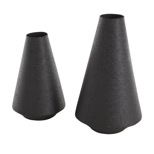 Black Metal Textured Cone Vase Set